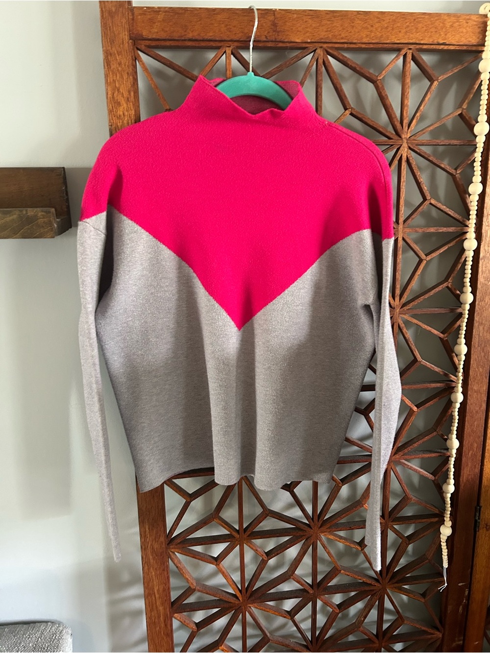 Cynthia Rowley Two-Tone Hot Pink Knit Top